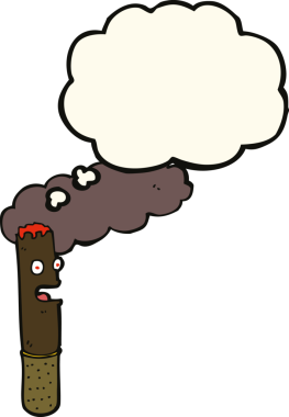 Bir insan tarafından çizilmiş düşünce balonlu çizgi film purosu.