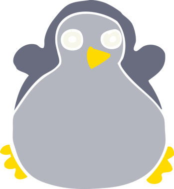 Bir insan tarafından çizilmiş düz renk çizgi film pengueni