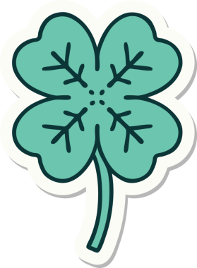 Bir insan tarafından çizilmiş 4 yapraklı yonca dövmesi.