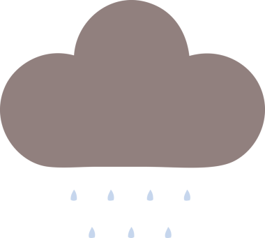 Bir insan tarafından çizilen fırtına bulutunun düz renkli retro karikatürü