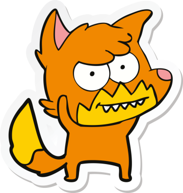 Bir insan tarafından çizilmiş sırıtan tilki çizgi filminin çıkartması