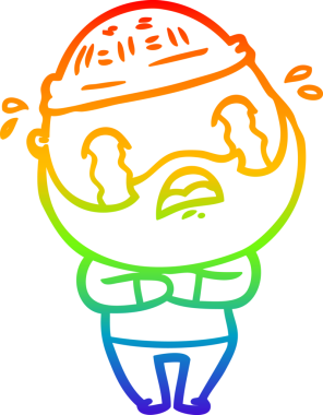 Bir insan tarafından çizilmiş ağlayan sakallı bir adamın çizimi.