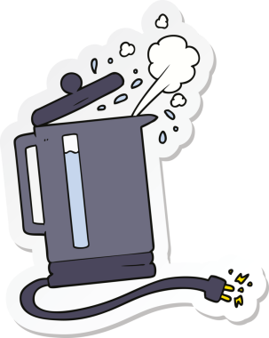 Bir insan tarafından çizilmiş elektrikli su ısıtıcısının çıkartması.