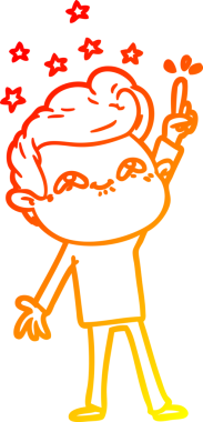 Bir insan tarafından çizilmiş, heyecanlı bir çizgi film çizimi.