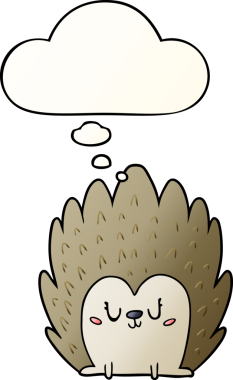 Hoş bir çizgi film kirpisi. Düşünce baloncuğu bir insan tarafından çizilmiş.