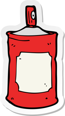 Bir insan tarafından çizilmiş çizgi film spreyinin çıkartması.