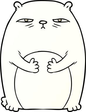 Bir insan tarafından çizilmiş yorgun kutup ayısı çizgi filmi.