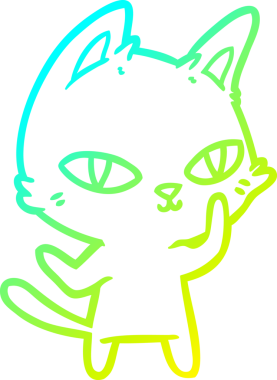 Bir çizgi film kedisinin insan tarafından çizilmiş soğuk çizgi çizimi.