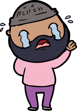 Çizgi film sakallı adam bir insan tarafından çizilmiş ağlıyor.