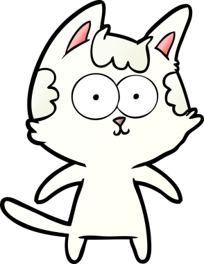 Bir insan tarafından çizilmiş mutlu çizgi film kedisi.