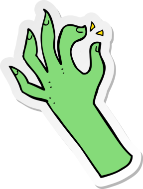 Bir insan tarafından çizilmiş bir el sembolünün çıkartması.