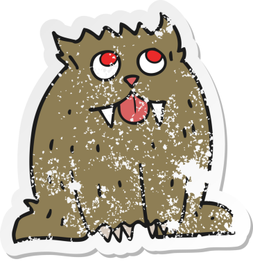 Bir insan tarafından çizilmiş bir karikatür canavarının geriletilmiş çıkartması.