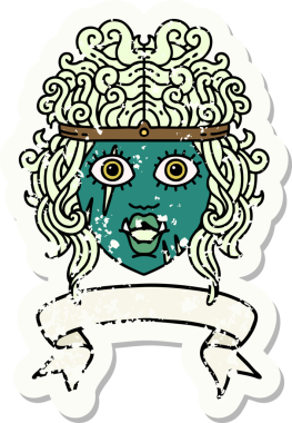 Retro Dövme Tarzı Ork barbar karakter yüzü Bir insan tarafından çizilmiş bayrak