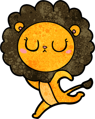 Bir insan tarafından çizilmiş koşu aslanı.