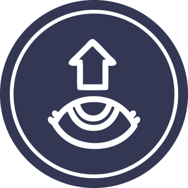 Göz, bir insan tarafından çizilmiş dairesel simge sembolüne bakıyor