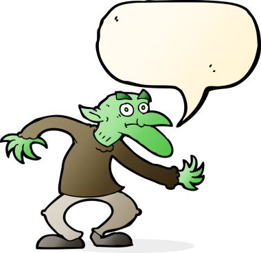 Bir insan tarafından çizilmiş konuşma balonu olan çizgi film cinleri.