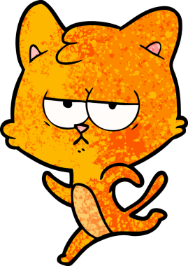 Bir insan tarafından çizilmiş sıkıcı çizgi film kedisi.