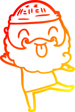 Bir insan tarafından çizilmiş sakallı, dans eden bir adamın sıcak çizgi çizimi.