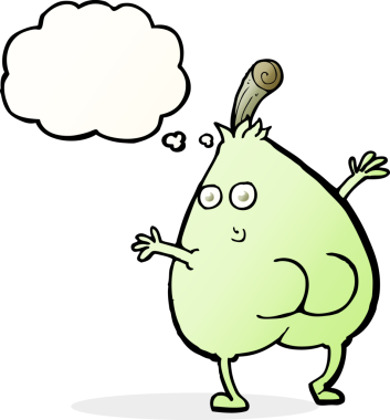 Bir insan tarafından çizilmiş güzel bir armut karikatürü.