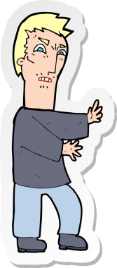 Bir insan tarafından çizilmiş kızgın bir adamın çıkartması.