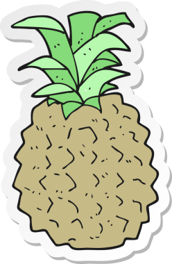 Bir insan tarafından çizilmiş bir ananasın çıkartması.