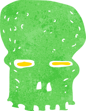 Bir insan tarafından çizilmiş ürkütücü bir kafatası.