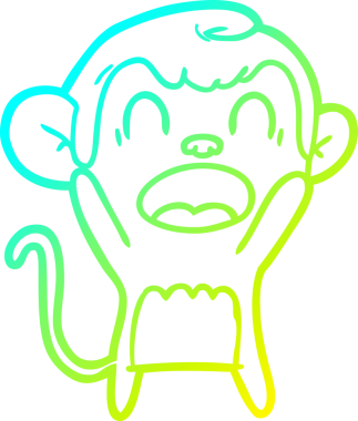 Bir insan tarafından çizilmiş bağıran çizgi film maymunu çizimi.