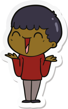 Bir insan tarafından çizilmiş mutlu bir adamın çıkartması.