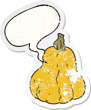 Konuşma baloncuklu karikatür bir insan tarafından çizilmiş sıkıntılı eski bir çıkartma