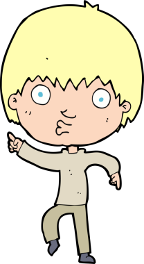 Bir insan tarafından çizilmiş çizgi film etkilenmiş çocuk.