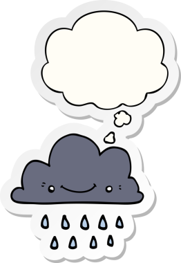 Düşünce baloncuklu karikatür fırtına bulutu insan tarafından çizilmiş bir çıkartma.