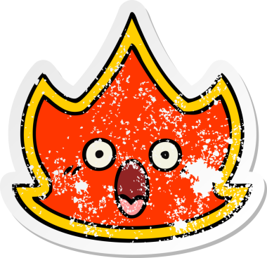 Bir insan tarafından çizilmiş şirin bir çizgi film yangınının sıkıntılı çıkartması.