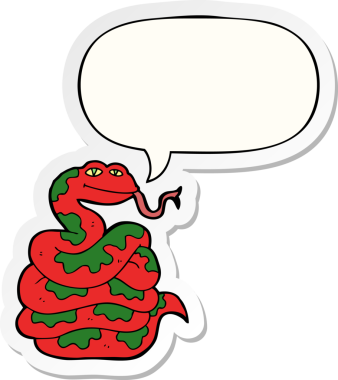 Bir insan tarafından çizilmiş konuşma balonu çıkartmalı çizgi film yılanı.