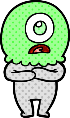 Çizgi film Tepegöz uzaylı uzay adamı bir insan tarafından çizildi.