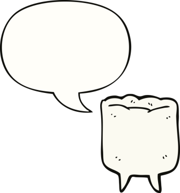 Bir insan tarafından çizilmiş konuşma balonlu çizgi film dişleri.
