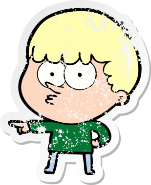 Bir insan tarafından çizilmiş çizgi film karakterinin sıkıntılı çıkartması.