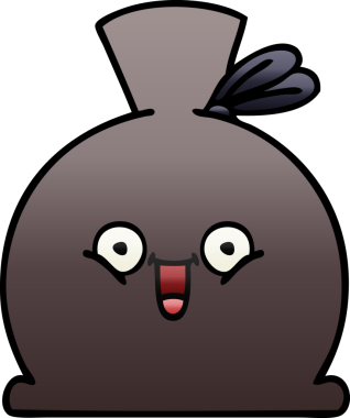 Bir insan tarafından çizilmiş bir çuvalın gölgeli çizgi filmi.