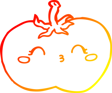 Bir insan tarafından çizilmiş bir domatesin sıcak gradyan çizimi