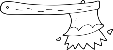 Bir insan tarafından çizilmiş siyah beyaz çizilmiş balta.