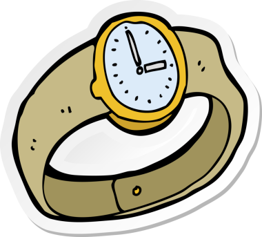 Bir insan tarafından çizilmiş karikatür kol saati çıkartması.