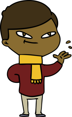 Bir insan tarafından çizilmiş çizgi film çocuğu.