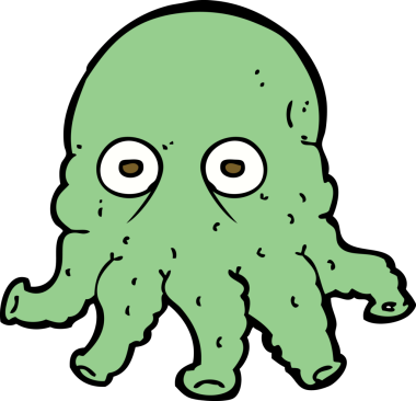 Bir insan tarafından çizilmiş uzaylı mürekkep balığı yüzü.