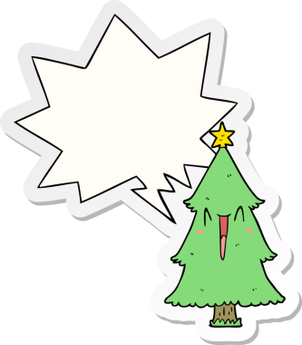 Bir insan tarafından çizilmiş konuşma kabarcığı etiketli bir noel ağacı.