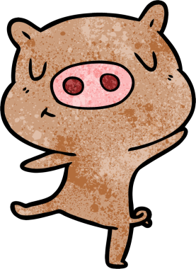 Bir insan tarafından çizilmiş domuz dansı.