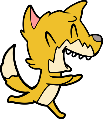 Gülen tilki bir insan tarafından çizilmiş.