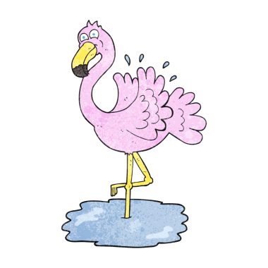 Bir insan tarafından çizilmiş el yazısı desenli flamingo.