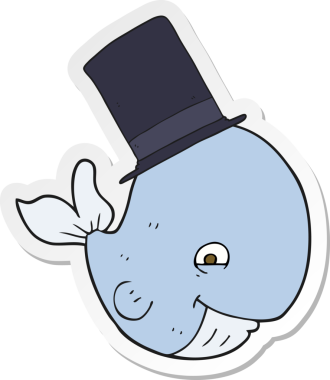 Bir insan tarafından çizilmiş silindir şapkalı bir balinanın çıkartması.