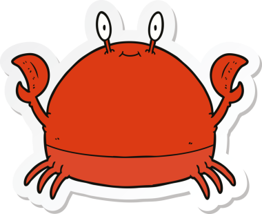 Bir insan tarafından çizilmiş karikatür yengeci çıkartması.