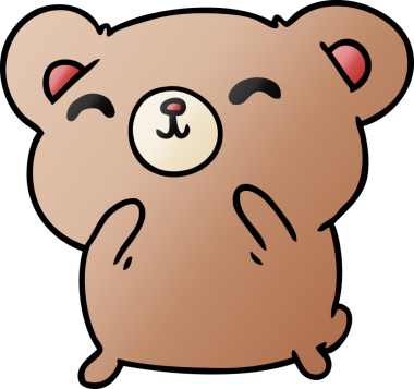 gradyan çizgi film illüstrasyonu kawaii bir insan tarafından çizilmiş sevimli mutlu ayı