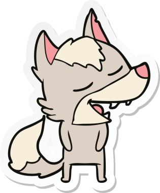 Bir insan tarafından çizilmiş bir kurt çizgi filminin çıkartması.